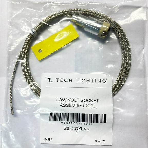 Tech Lighting 287COXLVN chrome nickel low voltage pendant socket with 6' wire has a 50 watts lamp maximum with a 12 volts system for freejack pendants.