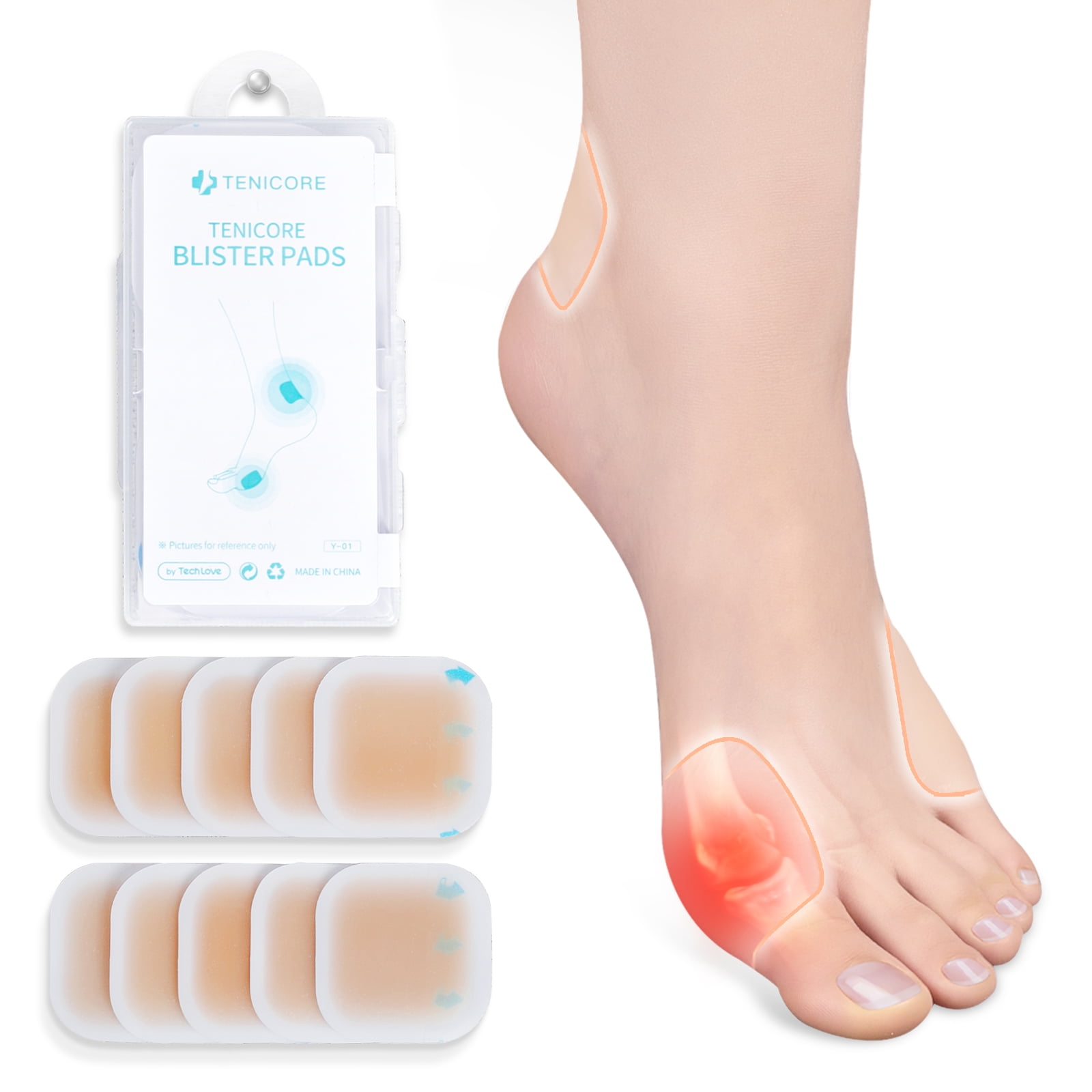 Tech Love Bunion Cushions Pads, Blister Bandages, Blister Pads, Wear with Shoes, Water Resistant