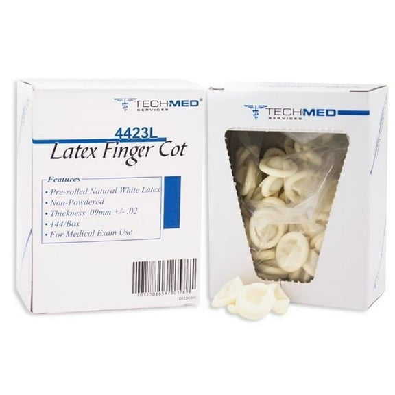 Tech Med 4423L Pre Rolled Latex Finger Cot, Large