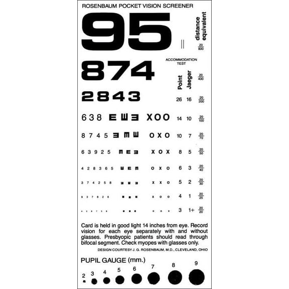 Tech Med EYE CHART ROSENBAUM POCKET VISION SCREENER