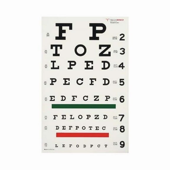 Tech Med Snellen Plastic Eye Test Chart
