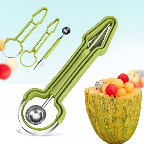 Tech Melon Pulp Separator Stainless Carving Tools For Cantaloupe Watermelon Kitchen Shop/ Three-In-One Fruit Carving Knife