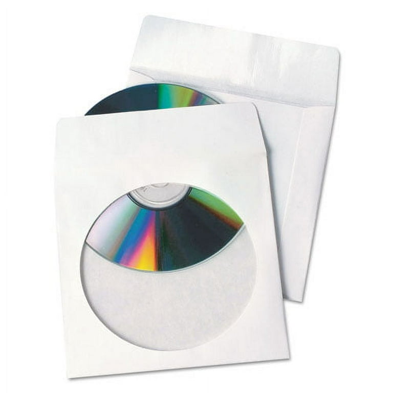 Tech-No-Tear Poly/Paper CD/DVD Sleeves, 1 Disc Capacity, White, 100/Box Tech-No-Tear Poly/Paper CD/DVD Sleeves, 1 Disc Capacity, White, 100/Box