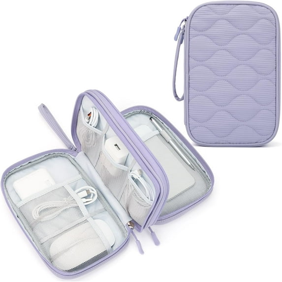 Tech Pouch - Lightweight Organizer Travel Case - Double Layers Cable Organizer - All-in-One Storage Bag for Charger, Cord, Phone, Flash Drive, Essentials - XL
