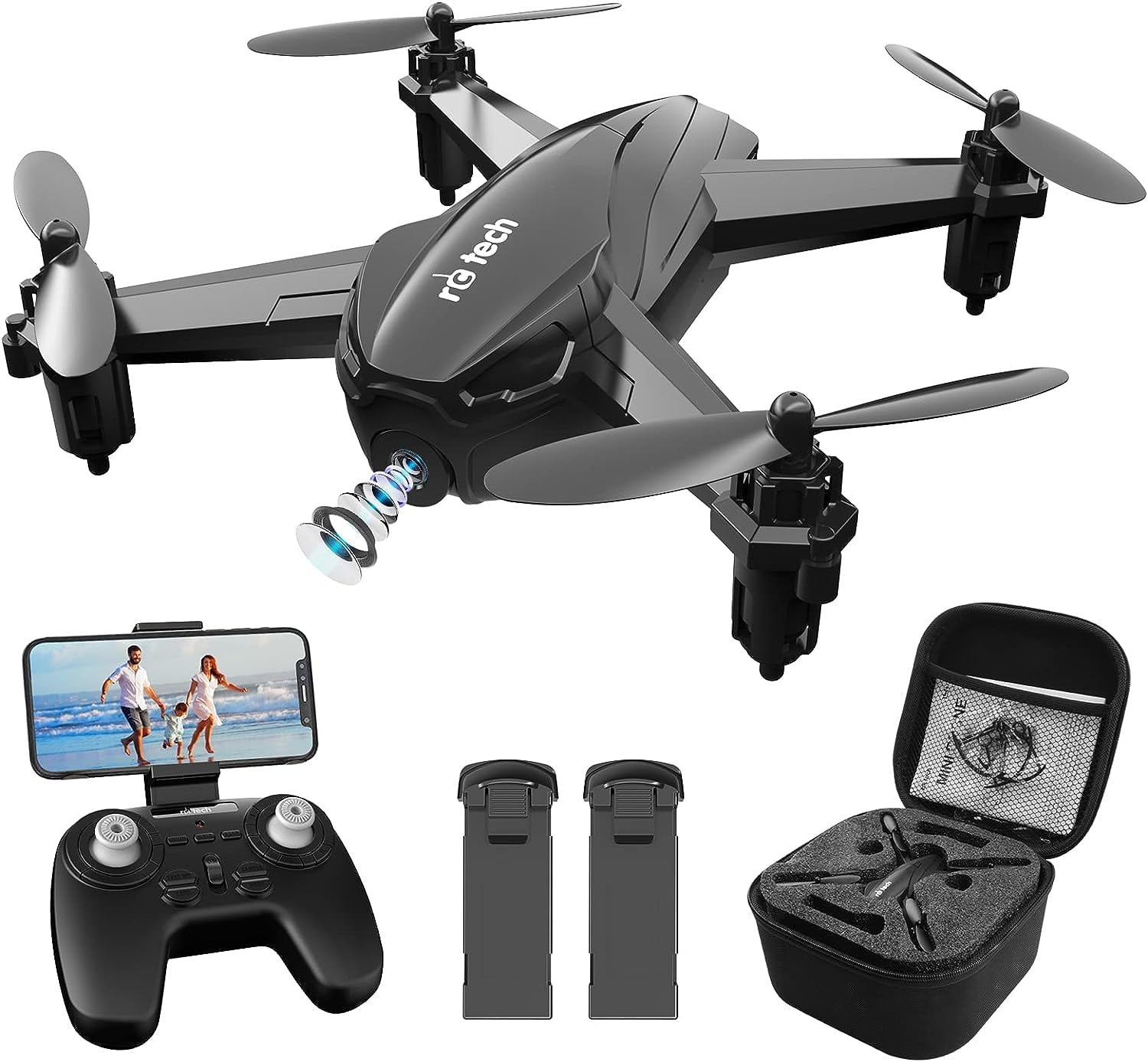 Tech RC Drone with Camera 1080P HD FPV Camera Drones with Carrying Case Kids Drone with 2 Batteries Walmart