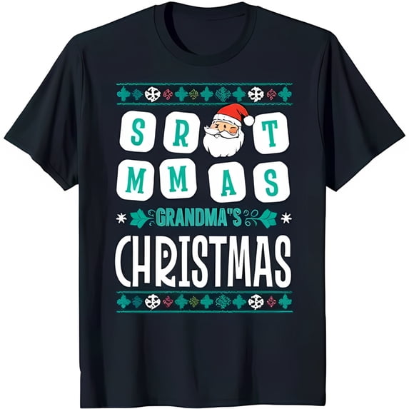Tech Savvy Grandma's Christmas T-Shirt with Fun Keyboard Design