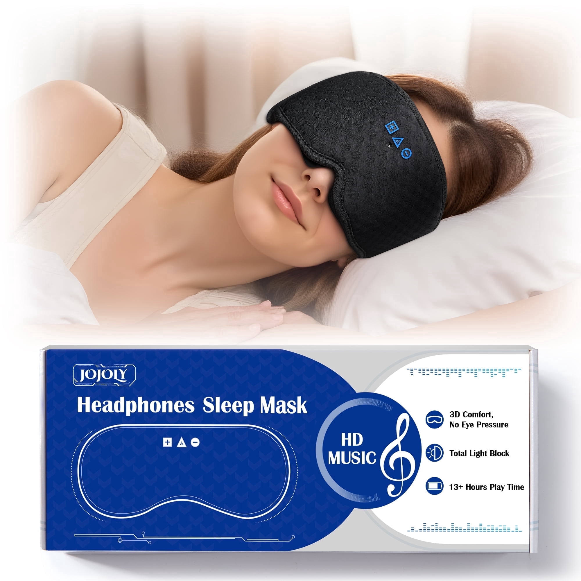 Tech Sleep Mask with Bluetooth 5.2 – FACEMOON 3D Blackout, Detachable ...