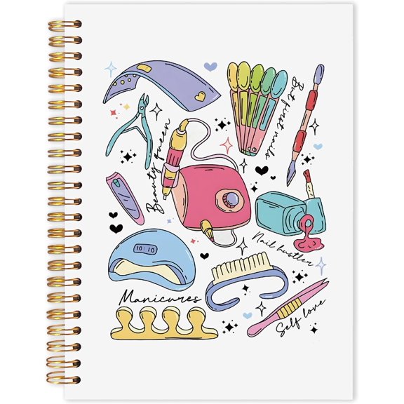 Tech Spiral Notebook, Artist Technician Gifts Journal, Beautician Gifts for Women, Manicurist Beauty Notebook for Note Taking, 5.5x8.3 Inch