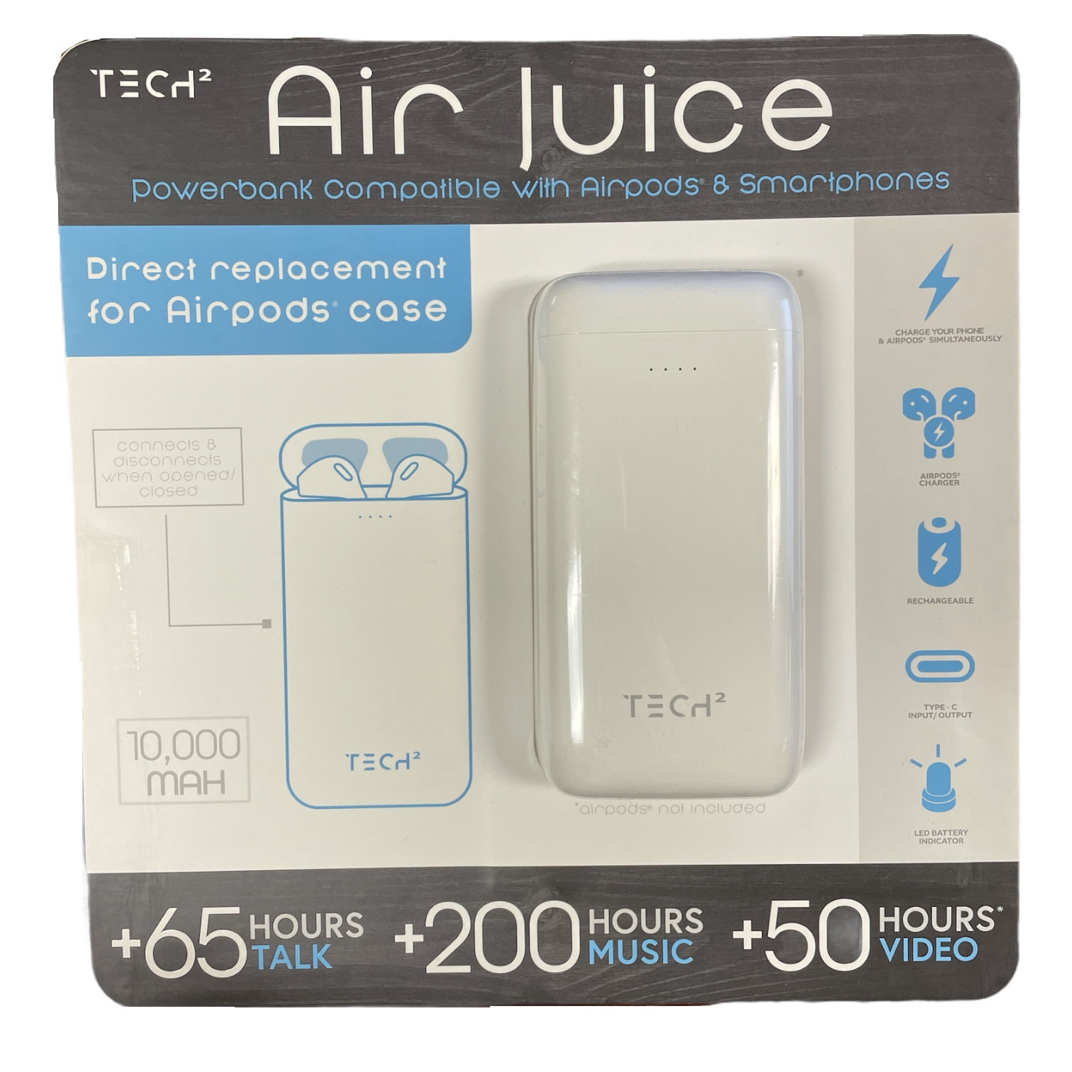 Tech Squared 10KmAh Air Juice Portable Charger, Fast Charging