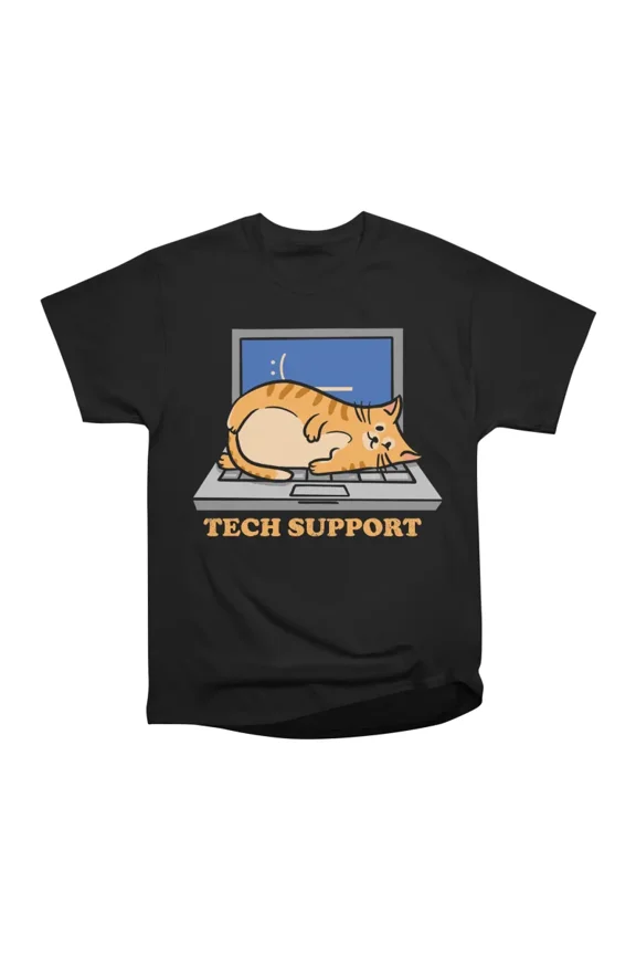 Tech Support Cat Funny Programmer T-Shirt Tee Gift For Him Merch For Her Apparel For Frien