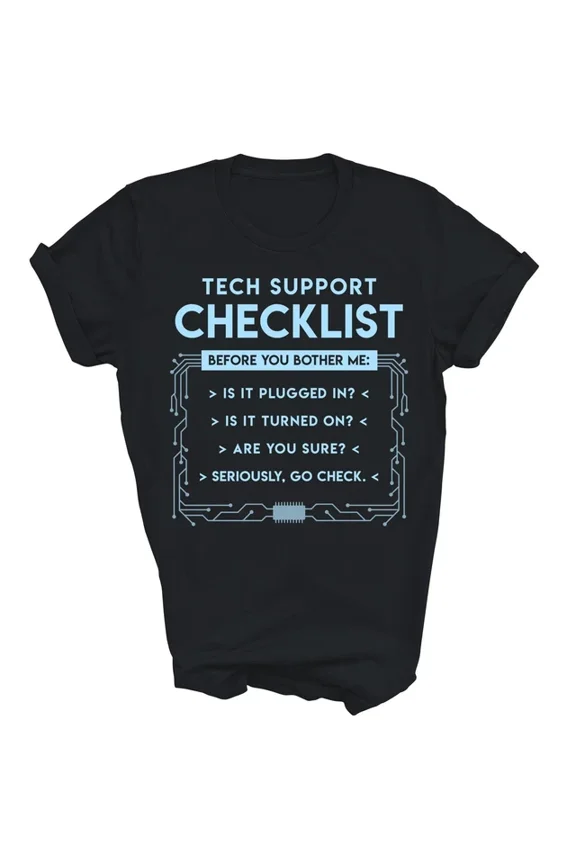 Tech Support Checklist Computer Graphic T-shirt