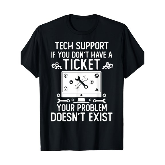 Tech Support Computer Engineer T-Shirt Men's Soft and Comfortable 100% Cotton Short-Sleeved T-Shirt for Daily Use, Home, Travel, and Fitness