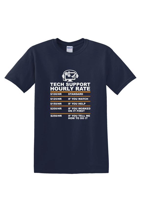 Tech Support Hourly Rate Tech Computer Retro for Man T-shirt