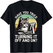 Tech Support Humor Cat Engineer Computer IT Guy Funny Gift Unisex T-Shirt,S-5XL