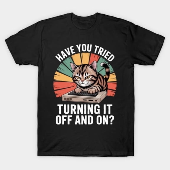 Tech Support Humor Cat Engineer Computer IT Guy - New Arrival, H34066 Unisex T-Shirt, Up to 5XL Available