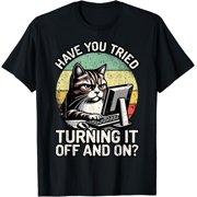 Tech Support Humor I Cat Tech Engineer I Computer IT Guy T-Shirt, Vintage Birthday Gift
