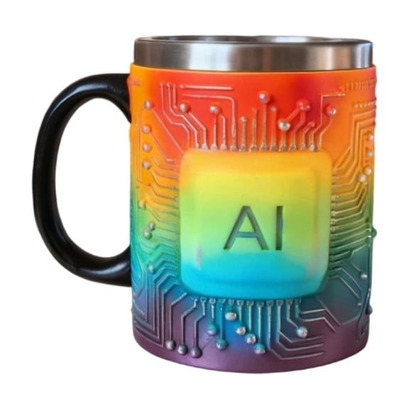 Tech-Themed LED AI Stainless Steel Mug (5.31x4.33in) - Circuit Board Chip Design Coffee/Beer Cup, Creative Tech Gift for Engineers/AI Enthusiasts, Insulated Metal Drinkware