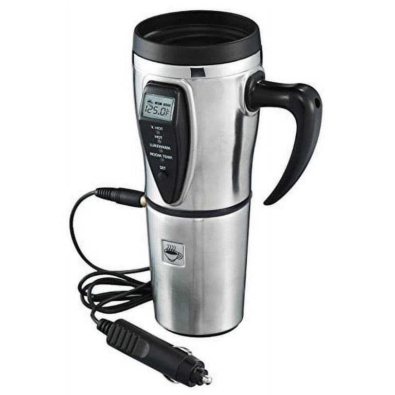 Heated Travel Mug, 12V 15oz In-Car Heated Mug Stainless Steel Cup Vacuum  Insulated Smart Temperature Control Travel Mugs for Heating Water, Coffee,  Milk and Tea with Airtight Lid, Auto Charger