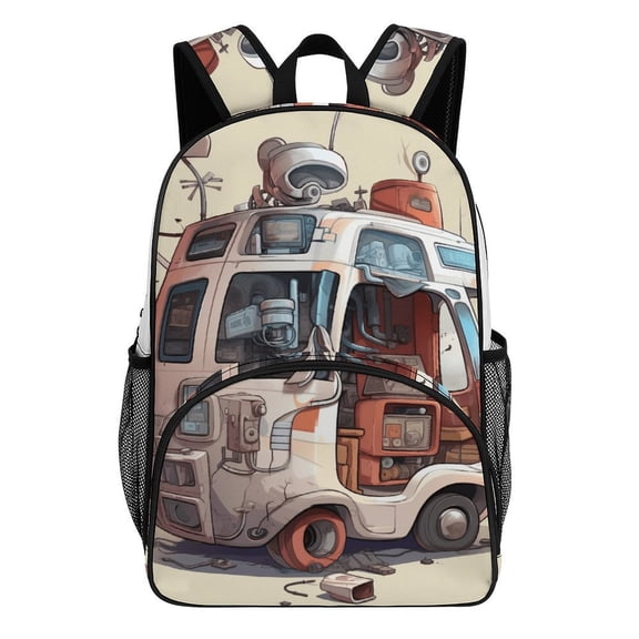 Tech Van Futuristic Mobile Home Backpack Travel Laptop Casual College Daypack Back to Bag