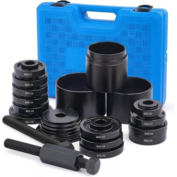 Tech Wheel Bearing Press Kit for Front Wheel Drive Bearing Removal & Installation, 24pc Wheel Bearing Puller Tool Set with Sliding Screws Universal Bushings Sleeves Storage Case