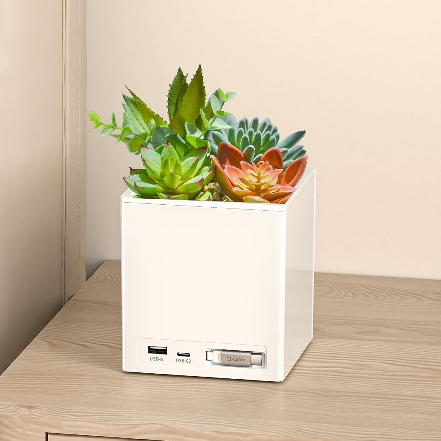 Tech Squared Power Bloom Charging Decorative Plant with Built-in ...