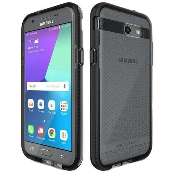 Tech21 Black Smoke EVO Check Anti-Shock Case TPU Cover for Samsung Galaxy J3 2017, Emerge, J3 Prime, Amp Prime-2, Express Prime-2, Sol 2, SM-J327, J327A