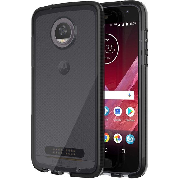 Tech21 Black Smoke EVO Check Anti-Shock Case TPU Cover for Motorola Moto Z2 Play (XT1710)