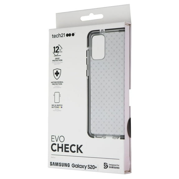 Tech21 Evo Check Series Gel Case for Samsung Galaxy S20+ (Plus) 5G- Smokey Black