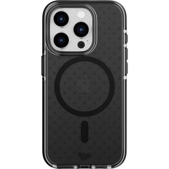 Tech21 Evo Check case for iPhone 15 Pro - Compatible with MagSafe - Smokey Black