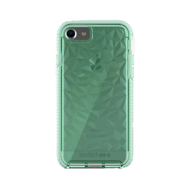Tech21 Evo Gem Drop Proof Protective Case for iPhone 8 / iPhone 7 / iPhone 6 - Ultra Thin Clear Back, Anti-Scratch - Green - Bulk Packaging