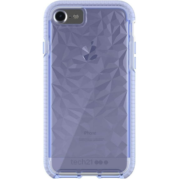 Tech21 Evo Gem Drop Proof Protective Case for iPhone SE 2022 3rd Gen / iPhone SE 2020 / iPhone 8 / iPhone 7 / iPhone 6 - Ultra Thin Clear Back, Anti-Scratch - Lilac - Bulk Packaging