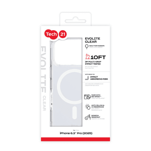 Tech21 Evo Lite Case with MagSafe for iPhone 17 Pro 6.3" Clear - T21-11329