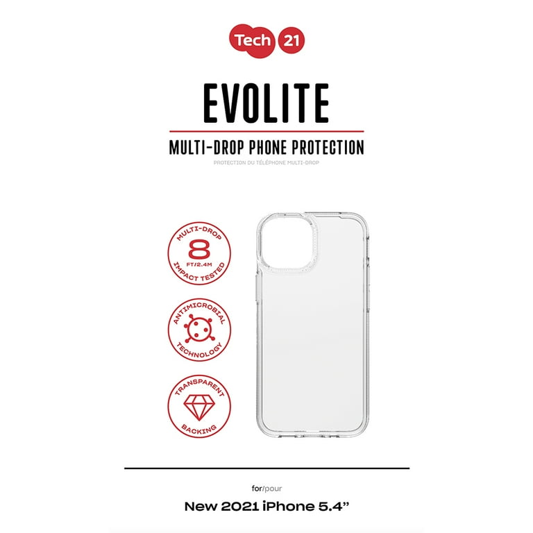 Tech21 Evo Lite for iPhone 13 Mini – Clear Everyday Case with 10ft