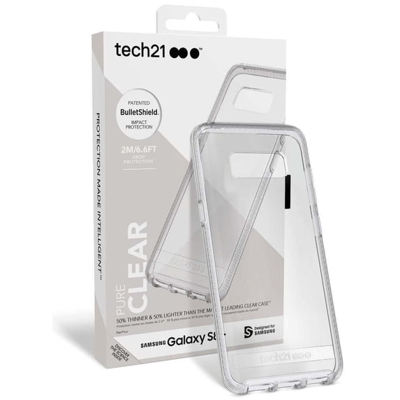 Tech21 Pure Clear Case Transparent Hard Anti-Shock Cover for Samsung Galaxy S8 Plus, SM-G955, S8+