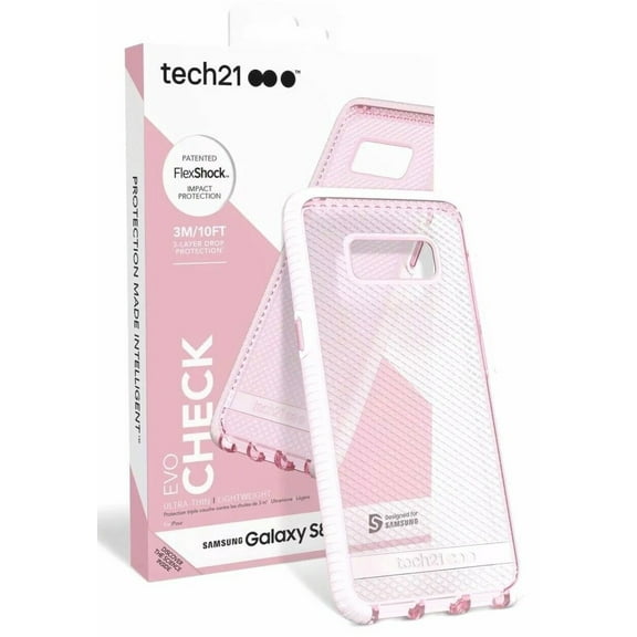 Tech21 Rose Pink EVO Check Anti-Shock Case TPU Cover for Samsung Galaxy S8 Plus, SM-G955, S8+