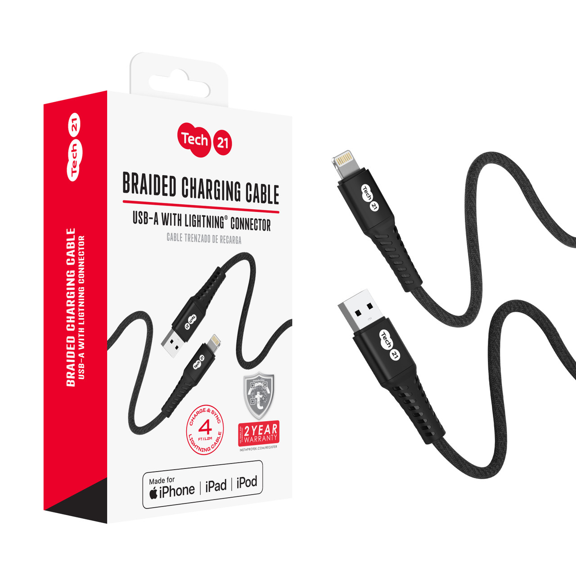Open Box Tech21 TH-DC-USBALTN4FT-BK 4ft USB-A to Lightning Data Cable - Black