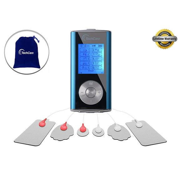 TechCare Mini Massager Tens Unit Lifetime Warranty Tens Machine for Drug Free Pain Management, Back Pain and Rehabilitation (BLUE)