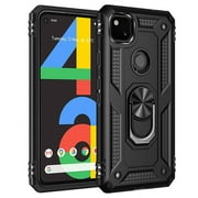 TechCircle Google Pixel 4a Case, Ring Holder Kickstand Magnetic Hybrid Rugged Shockproof Cover, Black