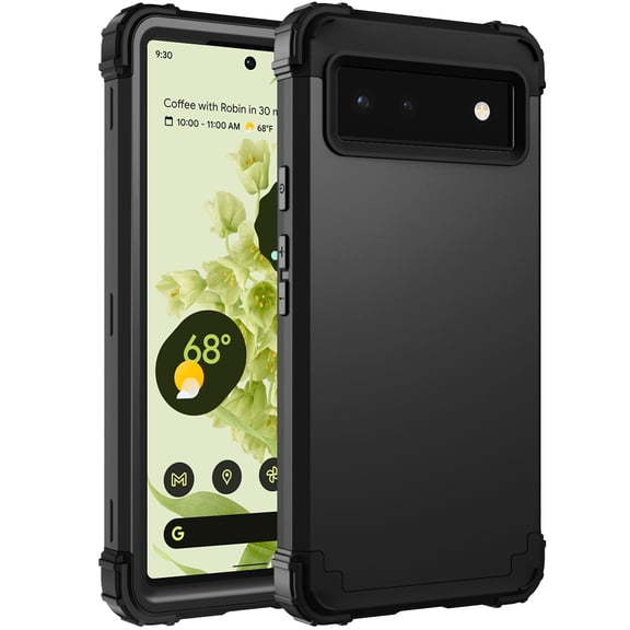 TechCircle for Google Pixel 6 Case, Dual Layer Slim Heavy Duty Hybrid Rugged Shockproof Anti-Scratch Protective Back Phone Cover - Black