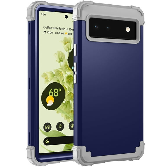 TechCircle for Google Pixel 6 Case, Dual Layer Slim Heavy Duty Hybrid Rugged Shockproof Anti-Scratch Protective Back Phone Cover - Dark Blue