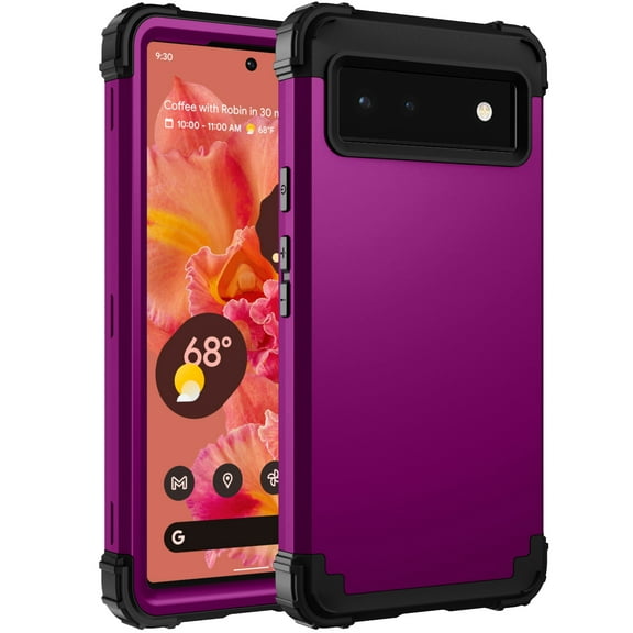 TechCircle for Google Pixel 6 Case, Dual Layer Slim Heavy Duty Hybrid Rugged Shockproof Anti-Scratch Protective Back Phone Cover - Purple
