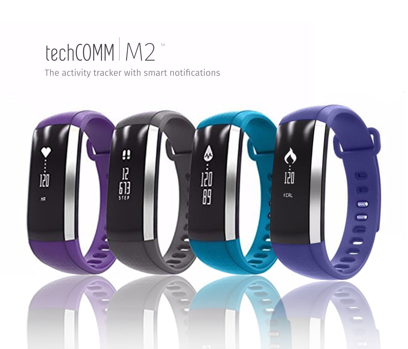 TechComm M2 Water Resistant Fitness Activity Tracker Heart Rate