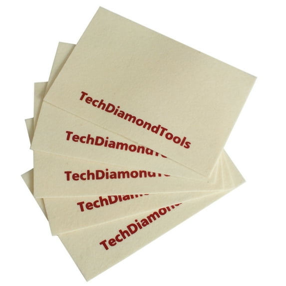 TechDiamonTools Set of 5 Wool Cloths for Buffing or Polishing with Diamond Pastes and Powders red