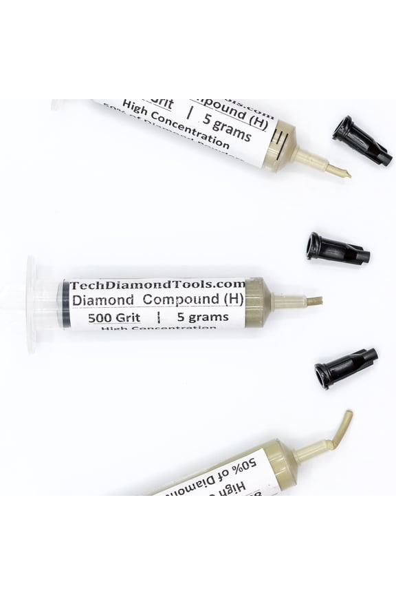 TechDiamondTools Diamond Lapping Paste Set of 3 Syringes X 5 Grams (H), Polish Lapping Compound, Sizes 500 800 1200 Grit, Mesh - With High(50%) Concentration of Diamond Powders