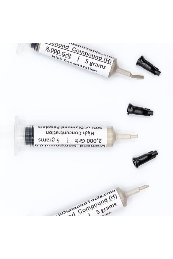TechDiamondTools Diamond Polish Paste Set of 3 Syringes X 5 Grams (H), Polish Lapping Compound, Sizes 2000 4000 8000 Grit, Mesh - With High(50%) Concentration of Diamond Powders