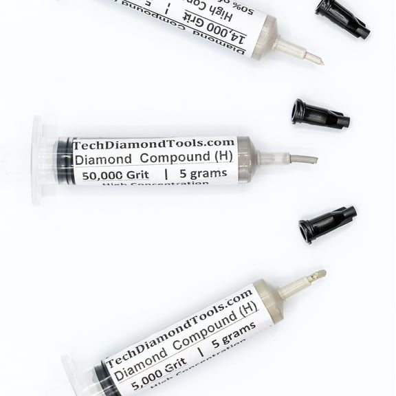 TechDiamondTools Diamond Polish Paste Set of 3 Syringes X 5 Grams (H), Polish Lapping Compound, Sizes 5000 14000 50000 Grit, Mesh - With High(50%) Concentration of Diamond Powders