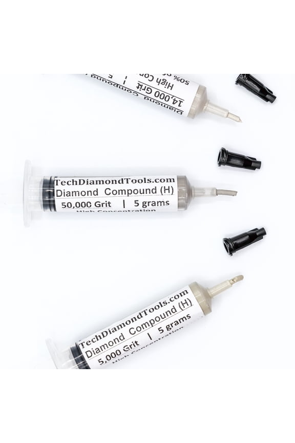 TechDiamondTools Diamond Polish Paste Set of 3 Syringes X 5 Grams (H), Polish Lapping Compound, Sizes 5000 14000 50000 Grit, Mesh - With High(50%) Concentration of Diamond Powders