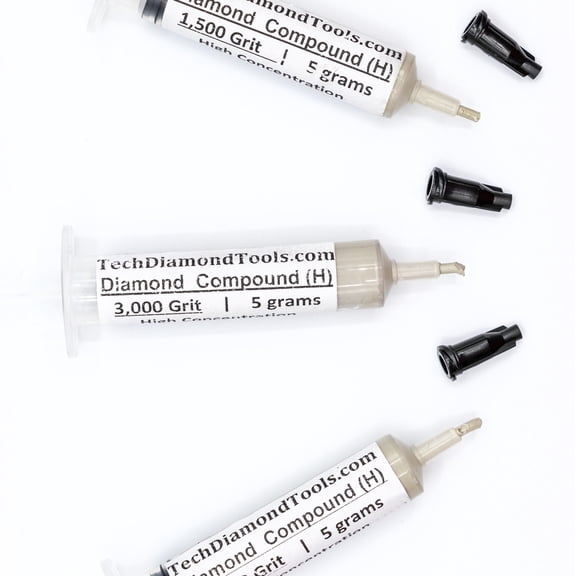 TechDiamondTools Diamond Polish Paste Set of 3 Syringes X 5 Grams (H), Polish Lapping Compound, Sizes 1500 3000 5000 Grit, Mesh - With High(50%) Concentration of Diamond Powders