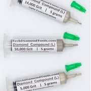 TechDiamondTools Diamond Polish Paste Set of 3 Syringes X 5 Grams L, Polish Lapping Compound, Sizes 5000 14000 50000 Grit, Mesh - With Light10% Concentration of Diamond Powders