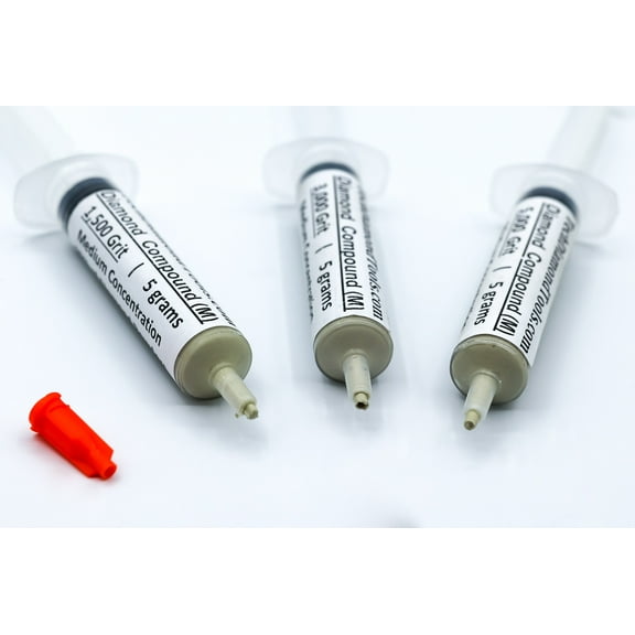 TechDiamondTools Diamond Polish Paste Set of 3 Syringes X 5 Grams (M), Diamond Polish Compound, Sizes 1500 3000 5000 Grit, Mesh with Medium - 25% Concentration of Diamond Powders